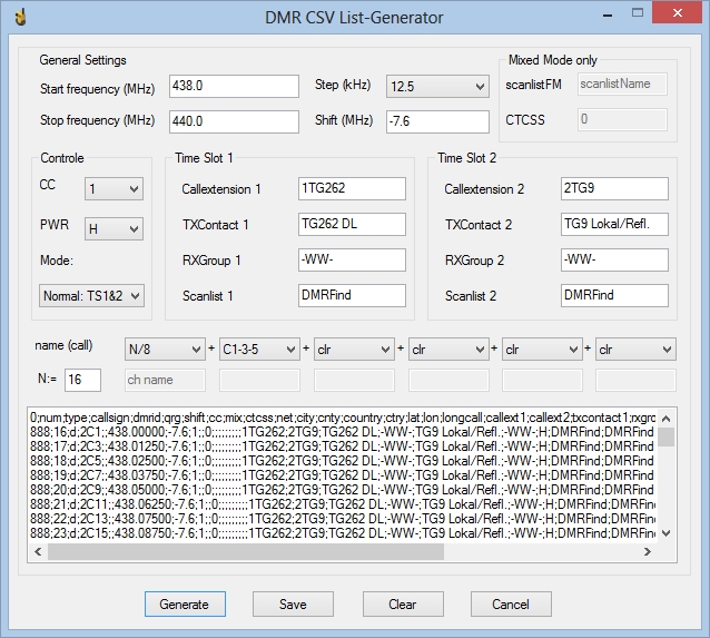 DMR Channellist Generator