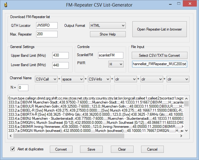 Convert FM-Repeater List